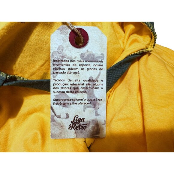 Brazil Lega Retro Star 10 Men's Polo Shirt Sz L Short Sleeve Cotton Yellow Green - Picture 6 of 7